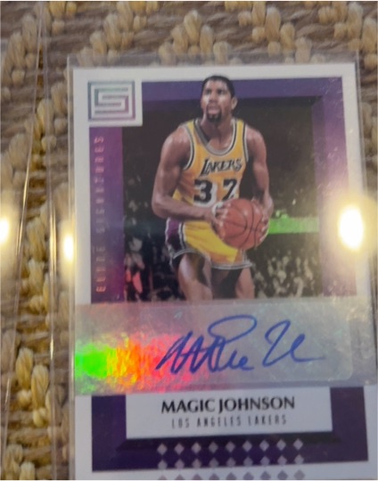 2017-18 Panini Status Elite Signatures #ES-MJS Magic Johnson — front