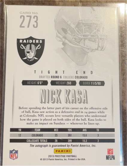 2013 Panini Prestige #273 Nick Kasa — front