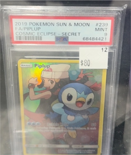2019 Pokemon Sun & Moon Cosmic Eclipse #239 Piplup Secret Rare Full Art — front