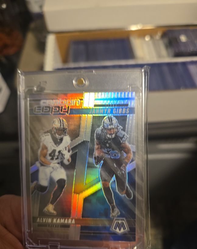 2025 Panini Mosaic #CCO-1 Alvin Kamara / Jahmyr Gibbs Carbon Copy — front