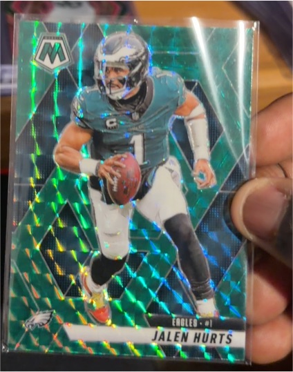 2025 Panini Mosaic #1 Jalen Hurts Green Mosaic Prizm — front