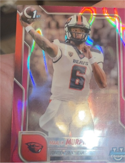 2025 Bowman University Chrome #179 Maalik Murphy Pink Lava Refractor — front
