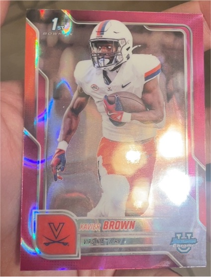2025 Bowman University Chrome #79 Xavier Brown Pink Lava Refractor — front