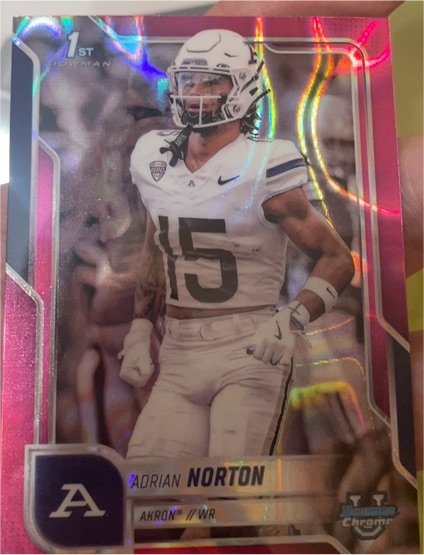 2025 Bowman University Chrome #88 Adrian Norton Pink Lava Refractor — front