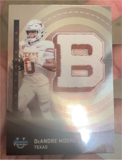 2025 Bowman Chrome University Lettered Up #LU-15 DeAndre Moore Jr Texas — front