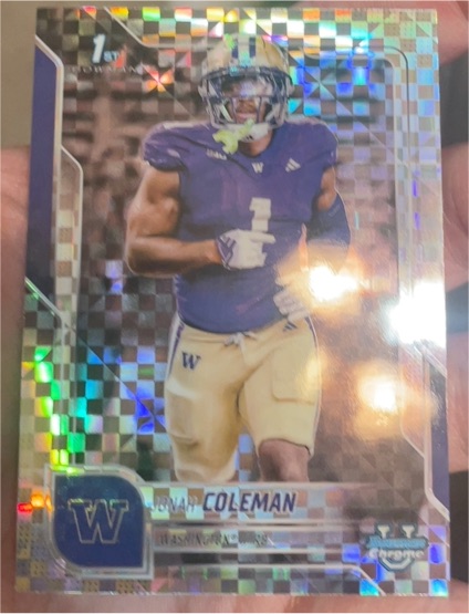 2025 Bowman Chrome University #18 Jonah Coleman X-Fractor — front