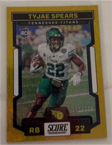 2023 Panini Score #325 Tyjae Spears Gold — front
