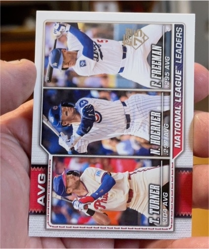 2026 Topps Series 1 #151 National League Batting Average Leaders Nico Hoerner/Freddie Freeman/Trea Turner — front