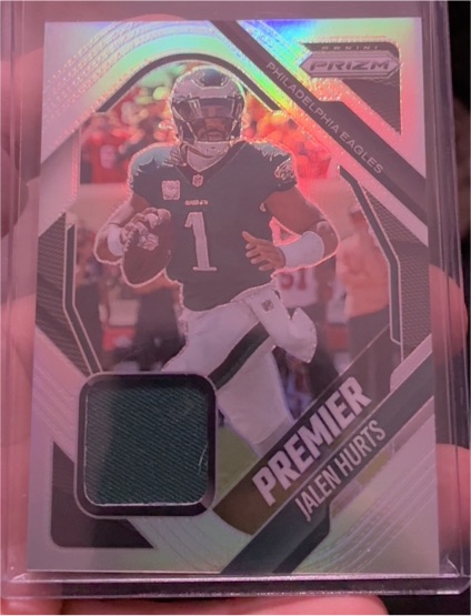 2025 Panini Prizm #PJY-JHS Jalen Hurts Premier Silver Patch — front