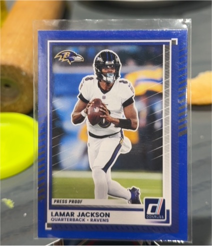 2025 Panini Donruss #102 Lamar Jackson Press Proof Blue — front