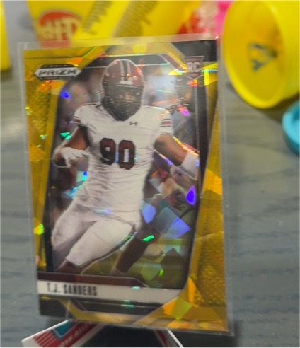2025 Panini Prizm Draft Picks #112 T.J. Sanders Gold Ice — front