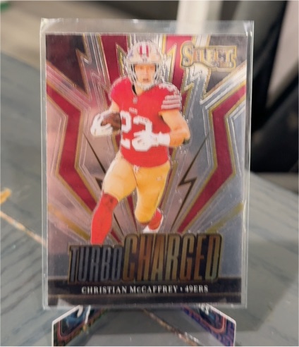 2023 Panini Select #TUR-CMC Christian McCaffrey Turbo Charged — front
