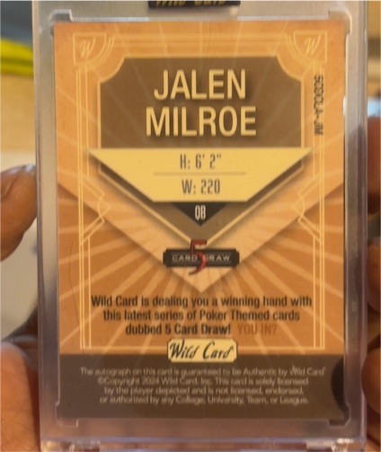 2024 Wild Card 5 Card Draw Jalen Milroe — front