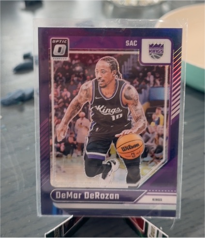2024-25 Panini Donruss Optic #218 DeMar DeRozan Purple Prizm Sacramento Kings — front