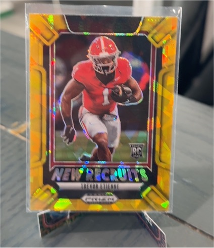 2025 Panini Prizm Draft Picks #24 Trevor Etienne New Recruits Gold Ice Prizm — front