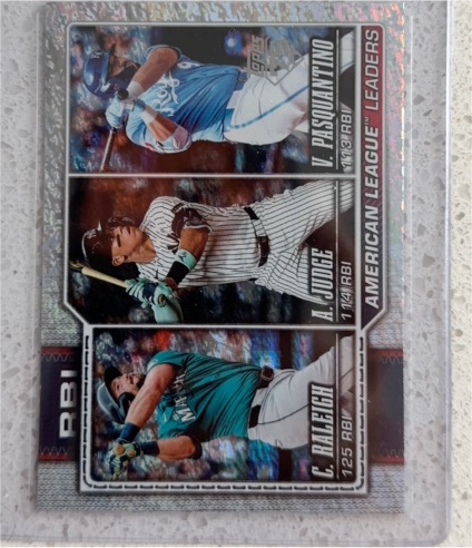2026 Topps Series 1 #211 AL RBI Leaders Vinnie Pasquantino Aaron Judge Cal Raleigh — front