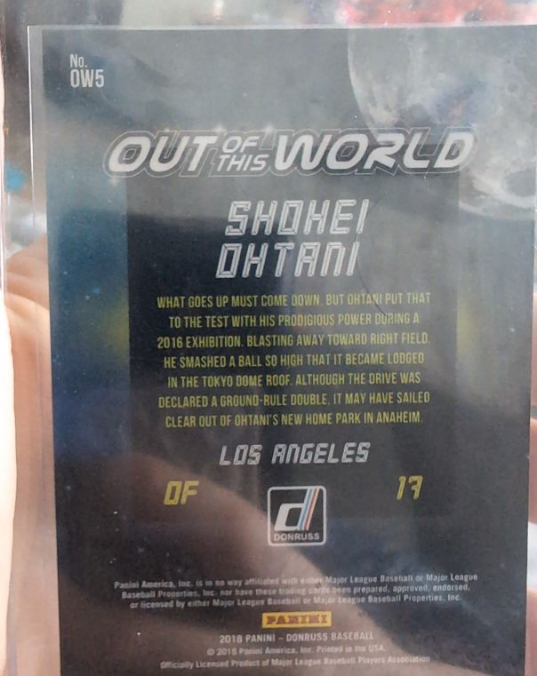 2018 Panini Donruss Out of This World #OW5 Shohei Ohtani — front