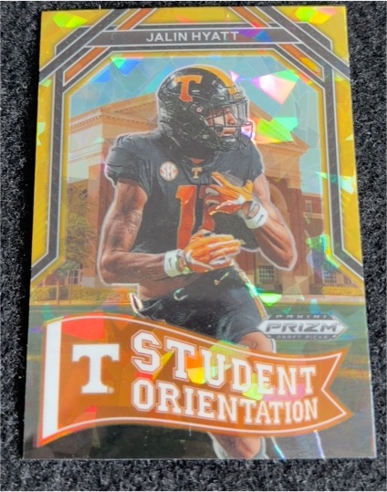 2023 Panini Prizm Draft Picks #SO-14 Jalin Hyatt Student Orientation Gold Ice — front