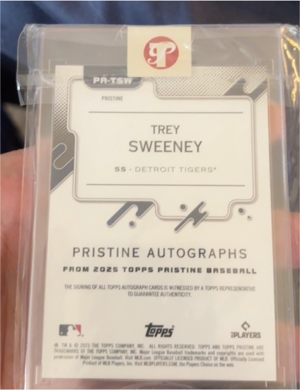 2025 Topps Pristine Trey Sweeney Pristine Autographs — front