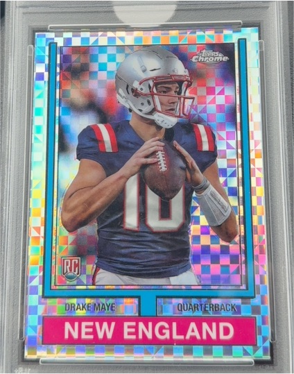 2024 Topps Chrome 1974 #74TF-3 Drake Maye X-Fractor Rookie — front