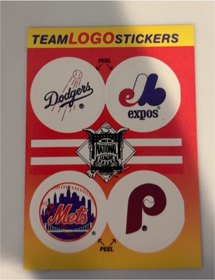1991 Fleer Team Logo Stickers Dodgers Expos Mets Phillies — front