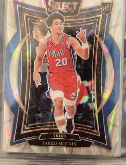 2024-25 Panini Select #82 Jared McCain Rookie Silver Prizm Philadelphia 76ers — front