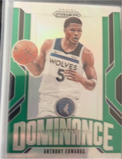 2024-25 Panini Prizm #9 Anthony Edwards Dominance Green Prizm — front