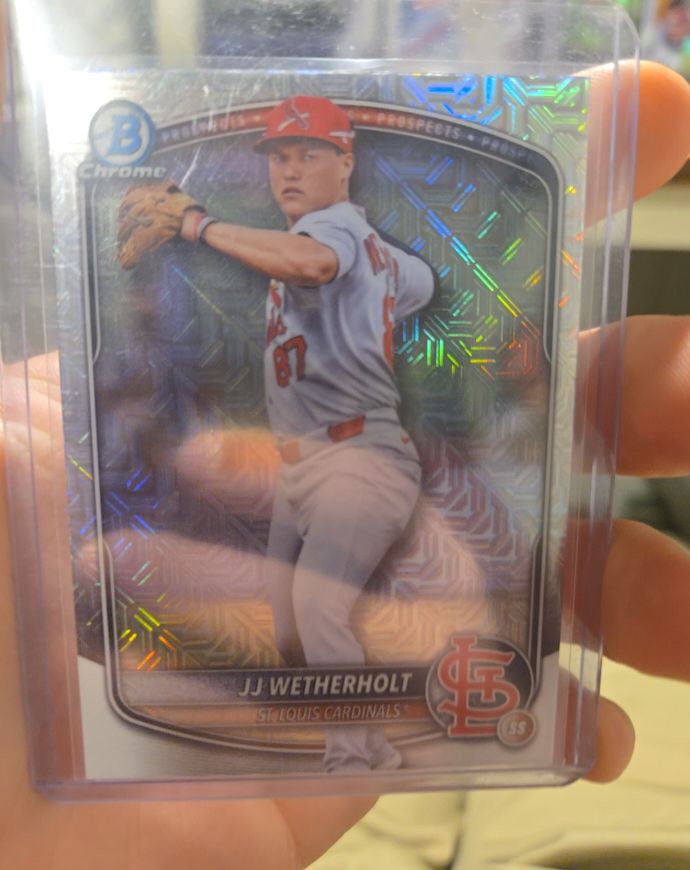2025 Bowman Draft Chrome #BDC-145 JJ Wetherholt Mojo Refractor — front
