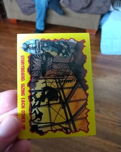 1990 Topps RoboCop 2 #87 STORYBOARD: SIZING EACH OTHER UP — front