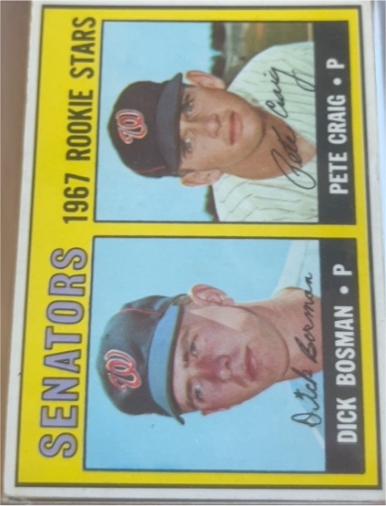 1967 Topps #459 Senators Rookie Stars Dick Bosman Pete Craig — front