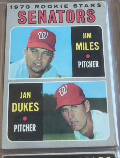 1970 Topps #154 Senators 1970 Rookie Stars (Jan Dukes / Jim Miles) — front