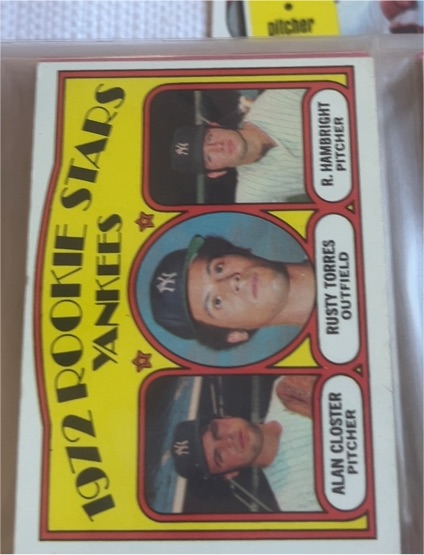 1972 Topps #124 Yankees Rookie Stars Rusty Torres, Alan Closter, Roger Hambright — front