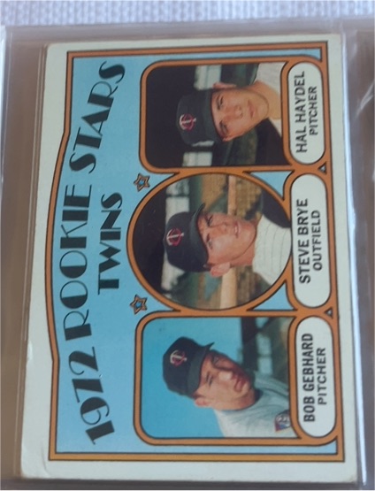 1972 Topps #28 Minnesota Twins Rookie Stars Hal Haydel, Steve Brye, Bob Gebhard — front
