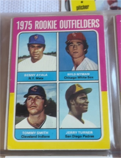 1975 Topps #619 Rookie Outfielders Benny Ayala / Nyls Nyman / Tommy Smith / Jerry Turner — front
