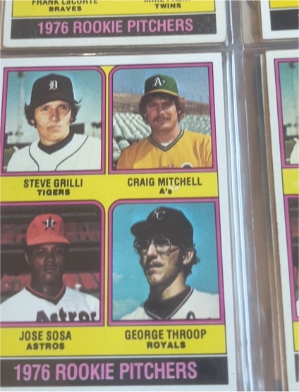 1976 Topps #591 Rookie Pitchers Steve Grilli/Craig Mitchell/Jose Sosa/George Throop — front