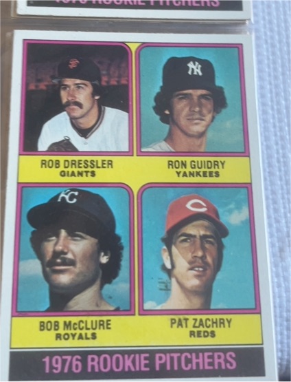 1976 Topps #599 Rookie Pitchers Ron Guidry, Rob Dressler, Bob McClure, Pat Zachry — front