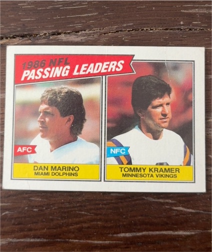 1987 Topps #227 Passing Leaders Dan Marino / Tommy Kramer — front