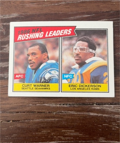 1987 Topps #229 Rushing Leaders Curt Warner & Eric Dickerson — front