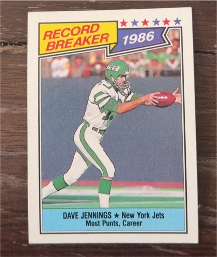 1987 Topps #3 Dave Jennings Record Breaker New York Jets — front