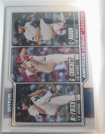 2026 Topps #130 Max Fried/Garrett Crochet/Carlos Rodon AL Wins Leaders — front