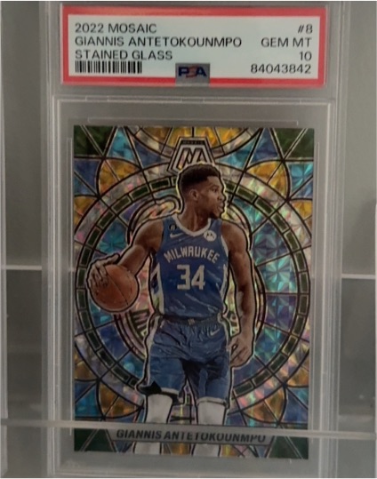 2022 Panini Mosaic #8 Giannis Antetokounmpo Stained Glass — front