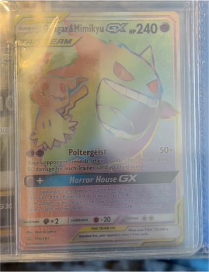2019 Pokémon Sun & Moon Team Up #186 Gengar & Mimikyu GX — front