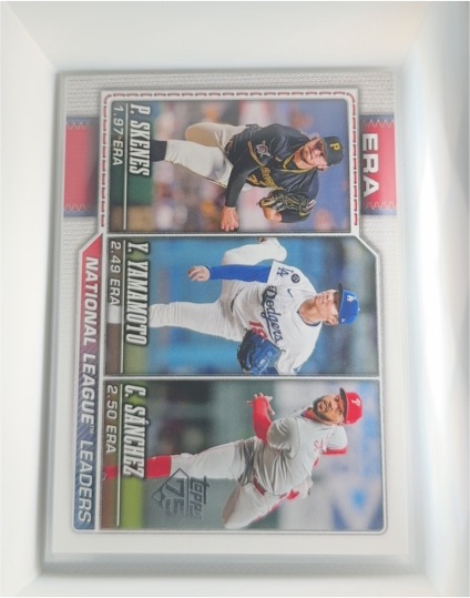 2026 Topps Series 1 #203 National League ERA Leaders Paul Skenes, Kenta Yamamoto, Cristian Sanchez — front