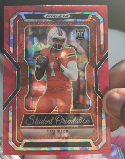 2025 Panini Prizm Draft Picks #12 Cam Ward Student Orientation Red Ice — front