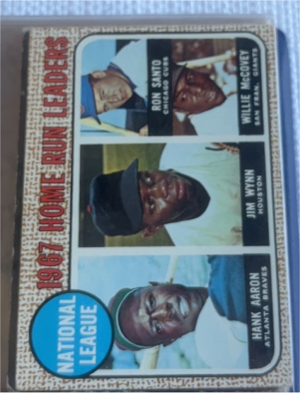 1968 Topps #5 1967 NL Home Run Leaders Hank Aaron Ron Santo Willie McCovey Jim Wynn — front