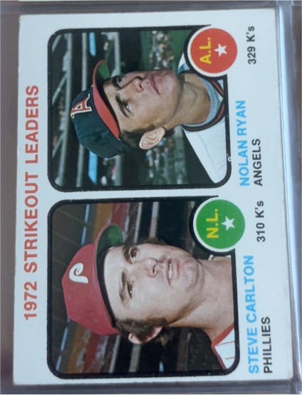 1973 Topps #67 1972 Strikeout Leaders Nolan Ryan / Steve Carlton — front