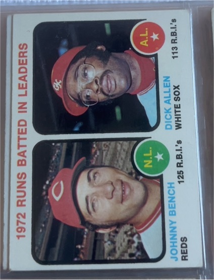 1973 Topps #63 1972 Runs Batted In Leaders Johnny Bench / Dick Allen — front