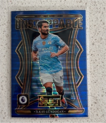 2024-25 Panini Select Premier League #25 Ilkay Gündogan Unstoppable Blue Pulsar — front