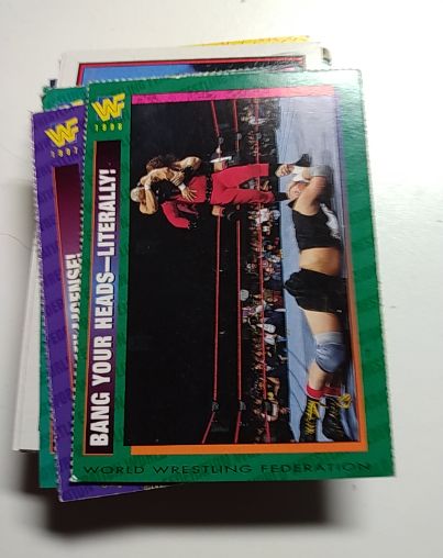 1990 WWF Magazine Cards Bang Your Heads - Literally! — front