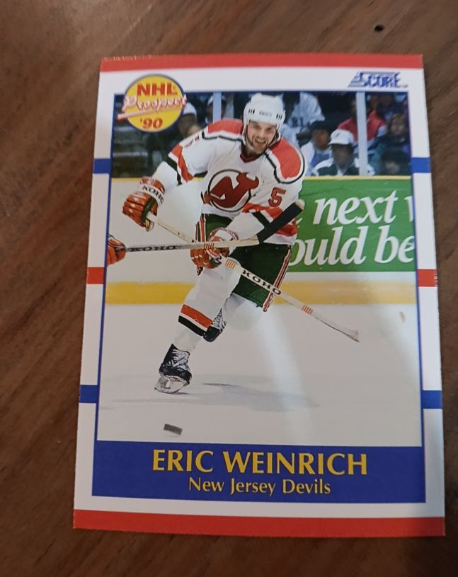 1990-91 Score American NHL Prospect 90 #389 Eric Weinrich — front